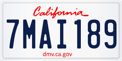 CA license plate 7MAI189