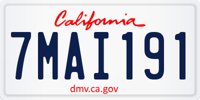 CA license plate 7MAI191