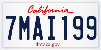 CA license plate 7MAI199