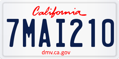 CA license plate 7MAI210