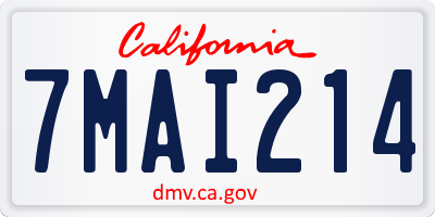 CA license plate 7MAI214