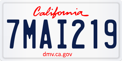 CA license plate 7MAI219