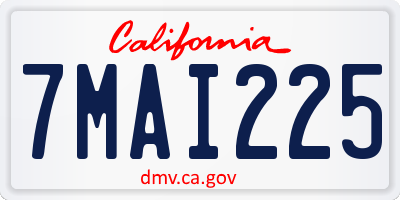CA license plate 7MAI225
