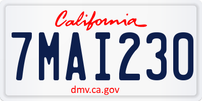 CA license plate 7MAI230