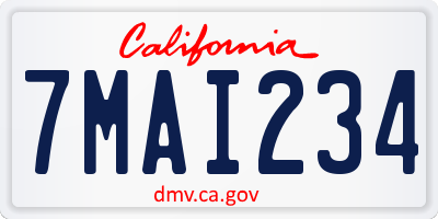 CA license plate 7MAI234