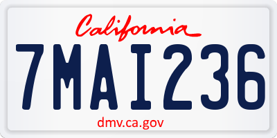 CA license plate 7MAI236
