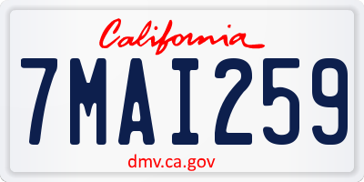 CA license plate 7MAI259