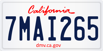 CA license plate 7MAI265