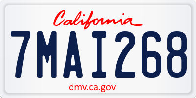 CA license plate 7MAI268