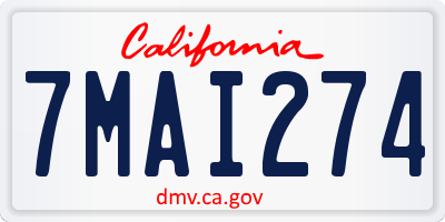 CA license plate 7MAI274