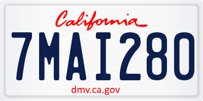 CA license plate 7MAI280