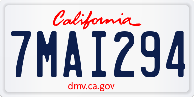 CA license plate 7MAI294