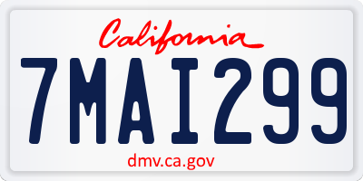 CA license plate 7MAI299