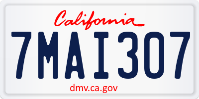 CA license plate 7MAI307