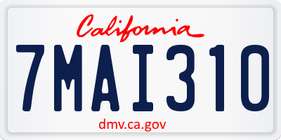 CA license plate 7MAI310