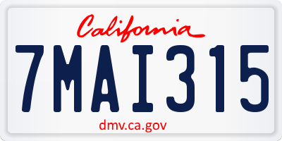 CA license plate 7MAI315