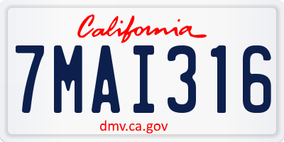 CA license plate 7MAI316