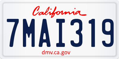 CA license plate 7MAI319