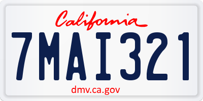 CA license plate 7MAI321