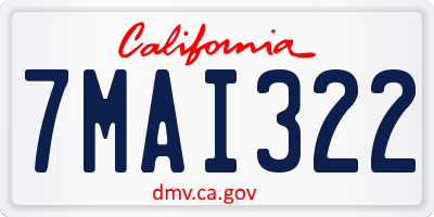 CA license plate 7MAI322