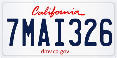 CA license plate 7MAI326