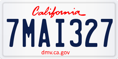 CA license plate 7MAI327