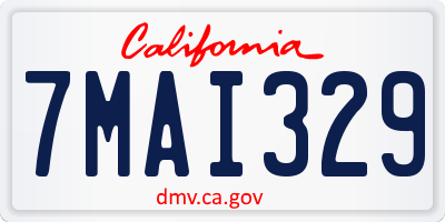 CA license plate 7MAI329