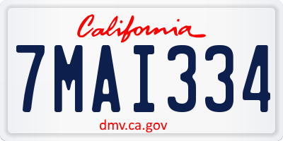 CA license plate 7MAI334