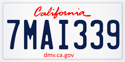 CA license plate 7MAI339
