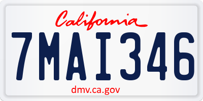 CA license plate 7MAI346