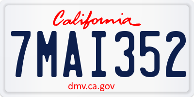 CA license plate 7MAI352