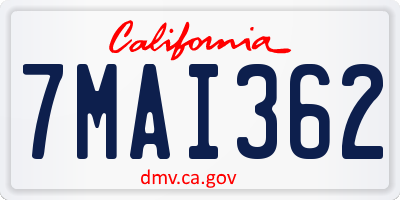 CA license plate 7MAI362