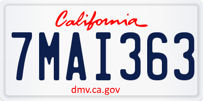 CA license plate 7MAI363