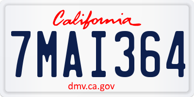 CA license plate 7MAI364