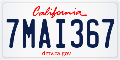 CA license plate 7MAI367