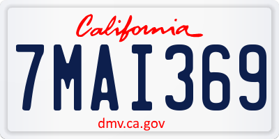CA license plate 7MAI369