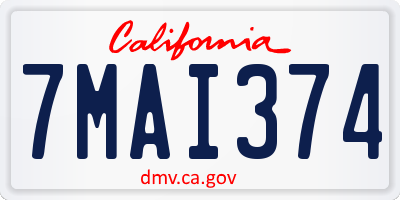 CA license plate 7MAI374