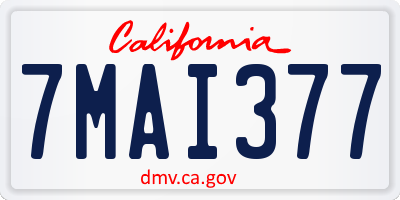 CA license plate 7MAI377