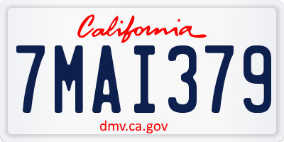 CA license plate 7MAI379