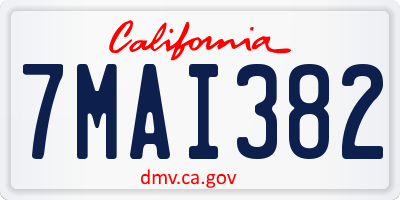 CA license plate 7MAI382