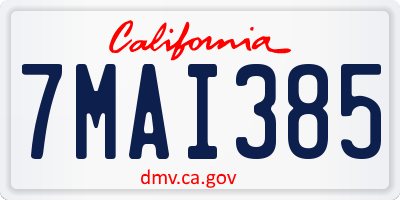 CA license plate 7MAI385