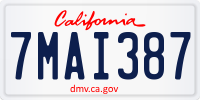 CA license plate 7MAI387