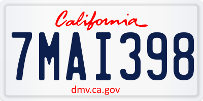 CA license plate 7MAI398