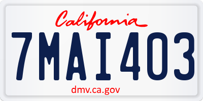 CA license plate 7MAI403