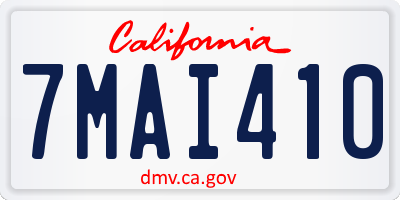 CA license plate 7MAI410