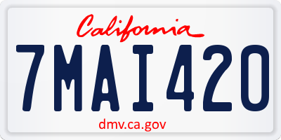 CA license plate 7MAI420