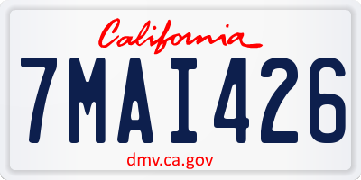 CA license plate 7MAI426