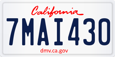 CA license plate 7MAI430