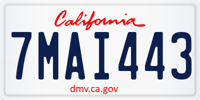 CA license plate 7MAI443