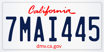 CA license plate 7MAI445